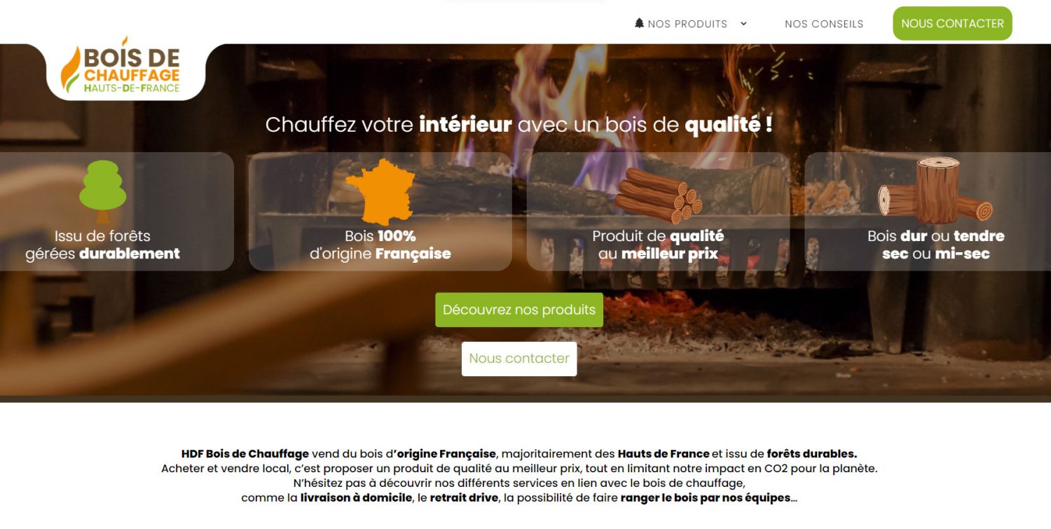 Site internet HDF Bois de chauffage 